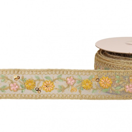 Galon brodé paillettes