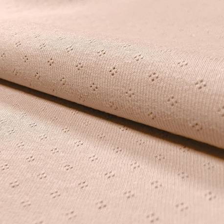 Tissu Jersey Ajouré Uni Nude Rose 