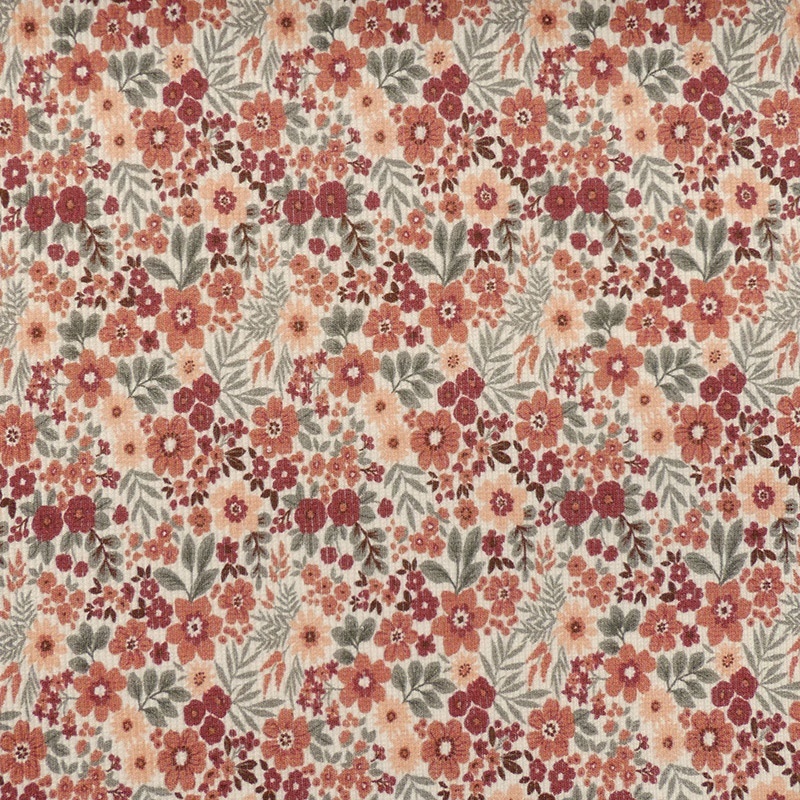 Tissu Jersey Côtelé Fleurs