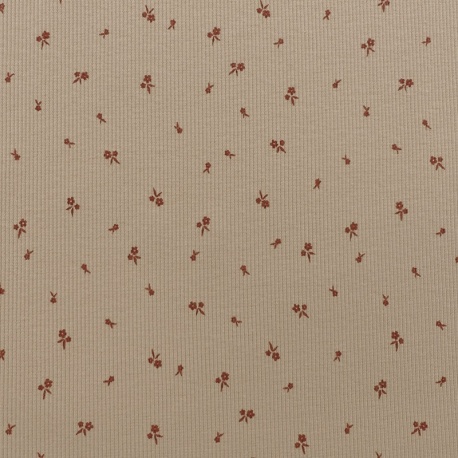 Tissu Jersey Côtelé Petites Fleurs 