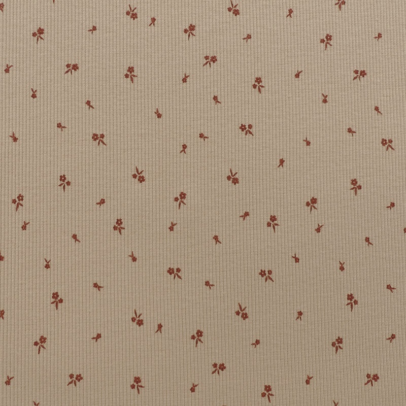 Tissu Jersey Côtelé Petites Fleurs 