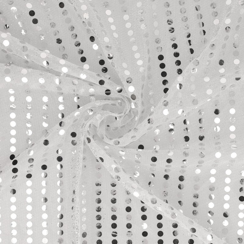 Tissu Paillette Sur Voile Argent