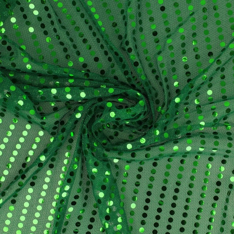 Tissu Paillette Sur Voile Vert 