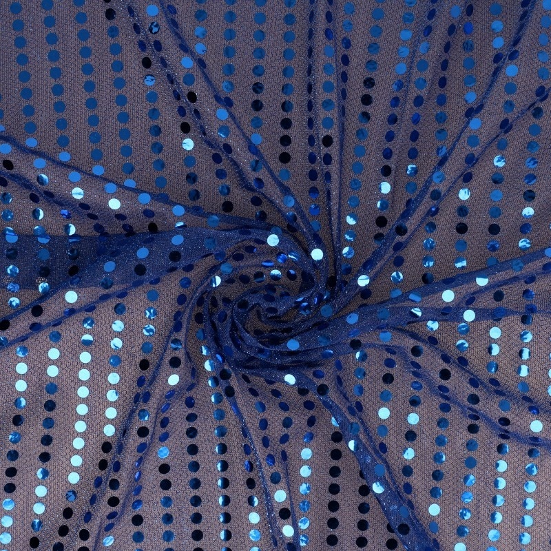 Tissu Paillette Sur Voile Bleu