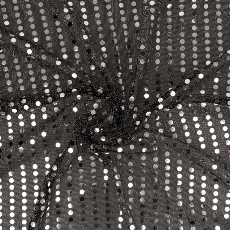 Tissu Paillette Argent Sur Voile Argent 