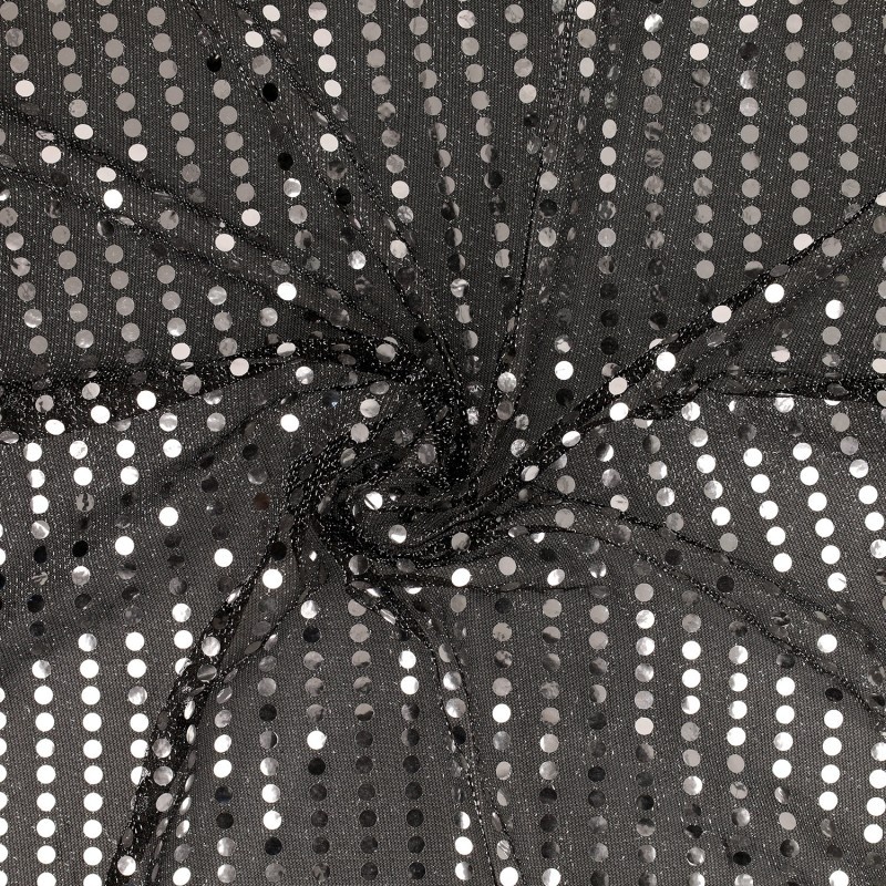 Tissu Paillette Argent Sur Voile Argent 