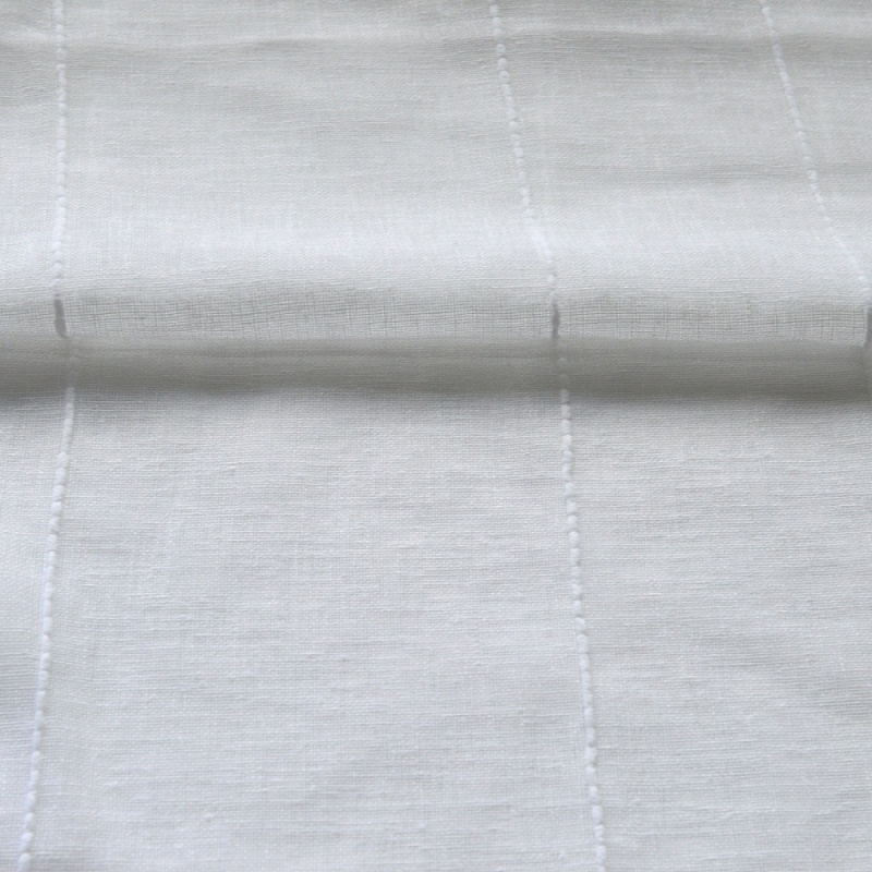 Tissu Etamine Spirit Rayé Fil Chenillé Blanc