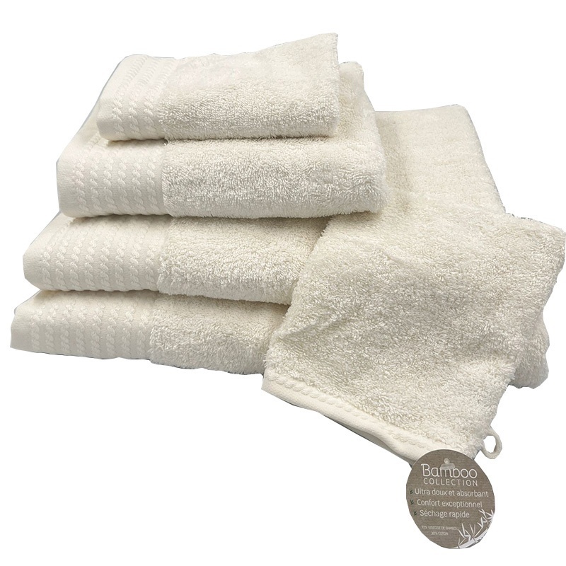 Linge de Toilette Panda Liteau Jacquard Ecru