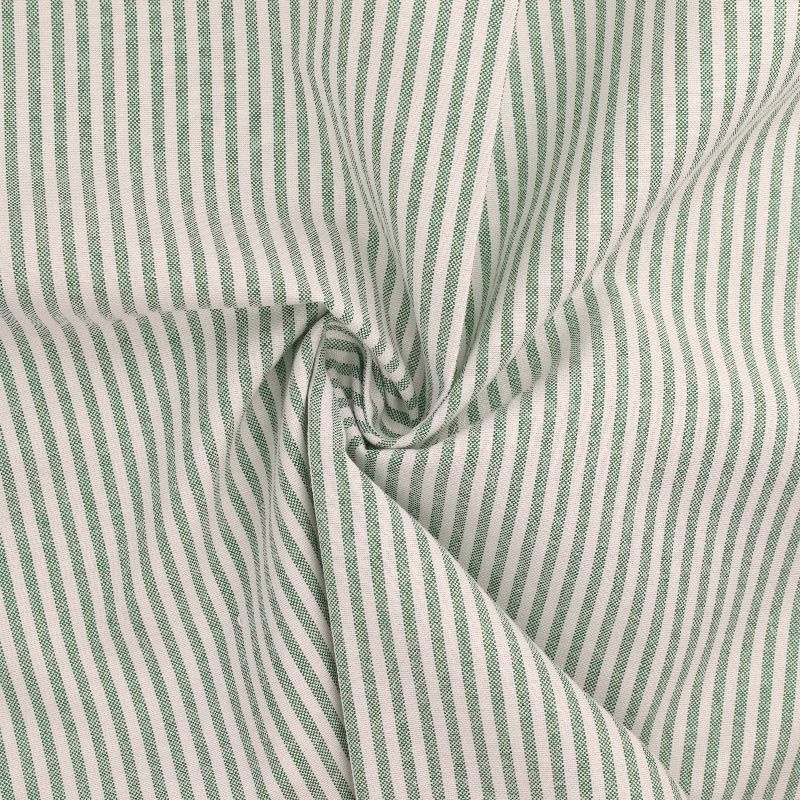 Tissu Chemise Coton lin Fine Rayure Vert 