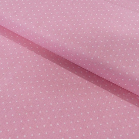Tissu Coton Imprimé Pin Dot Pink
