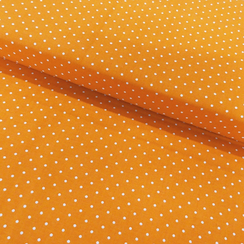 Tissu Coton Imprimé Pin Dot Orange