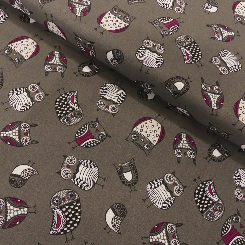 Tissu Coton Imprimé Owls 