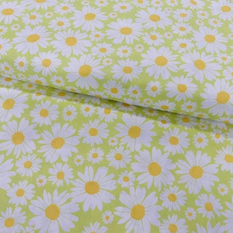 Tissu Coton Imprimé Daisies 