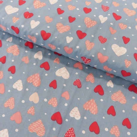 Tissu Coton Imprimé Hearts 