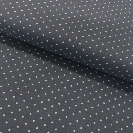 Tissu Coton Imprimé Pin Dot Bluefin 