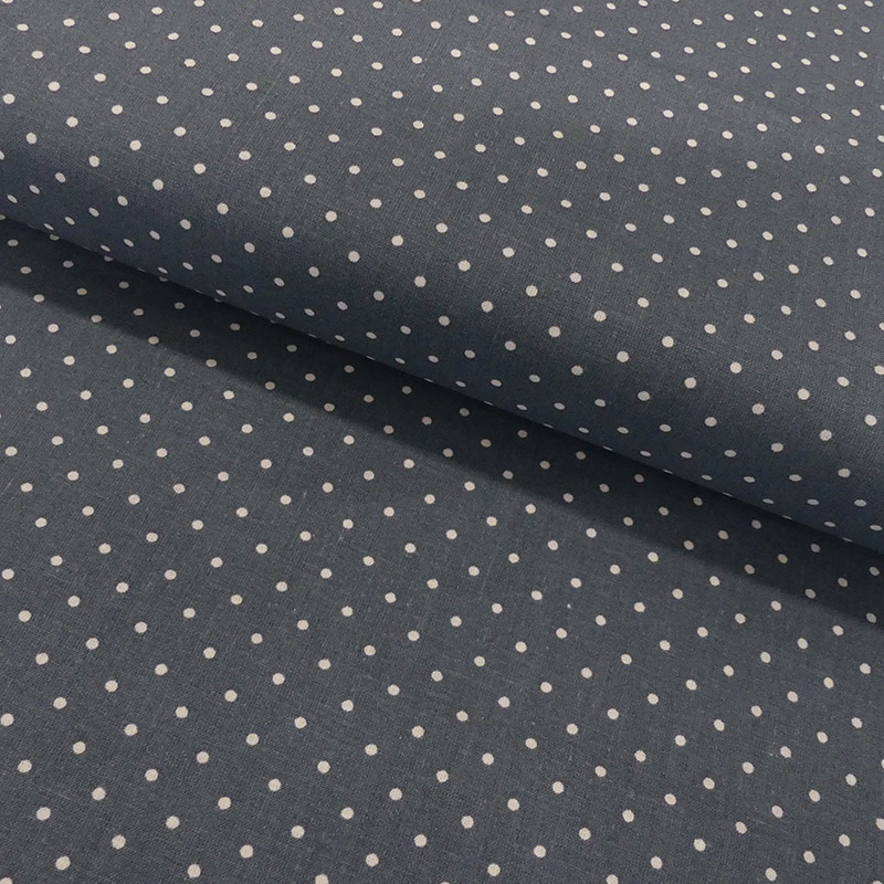 Tissu Coton Imprimé Pin Dot Bluefin 