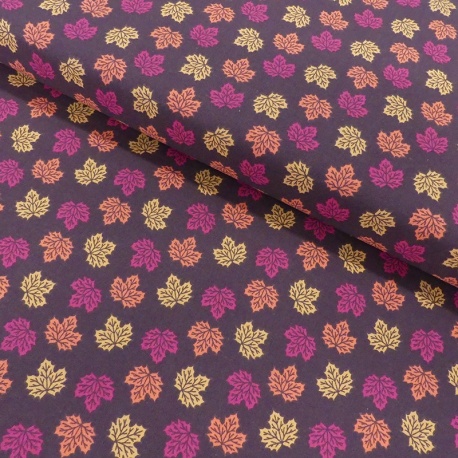 Tissu Coton Imprimé Mini Tossed Leaves