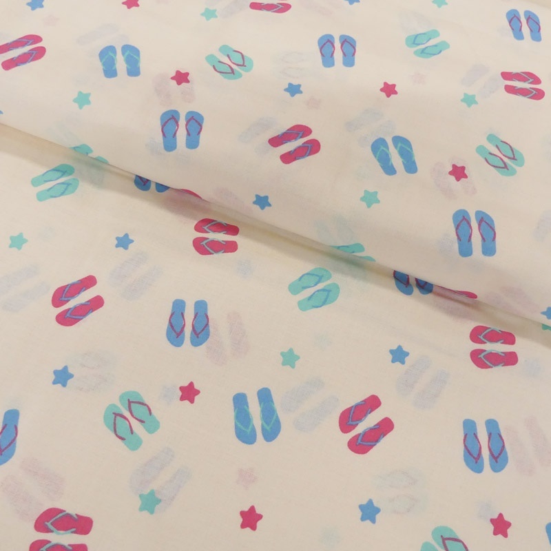 Tissu Coton Imprimé Flip Flop And Stars 