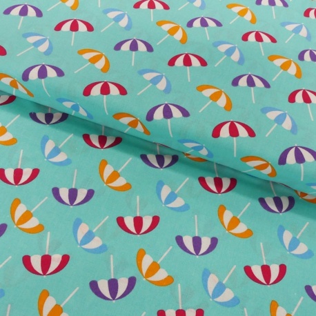 Tissu Coton Imprimé Umbrellas On Aqua 