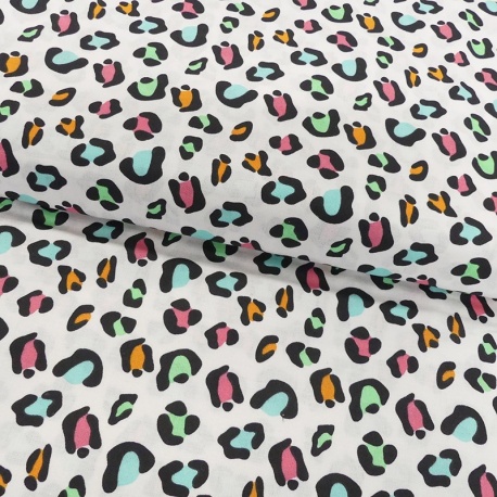 Tissu Coton Imprimé Colorful Leopard Prt