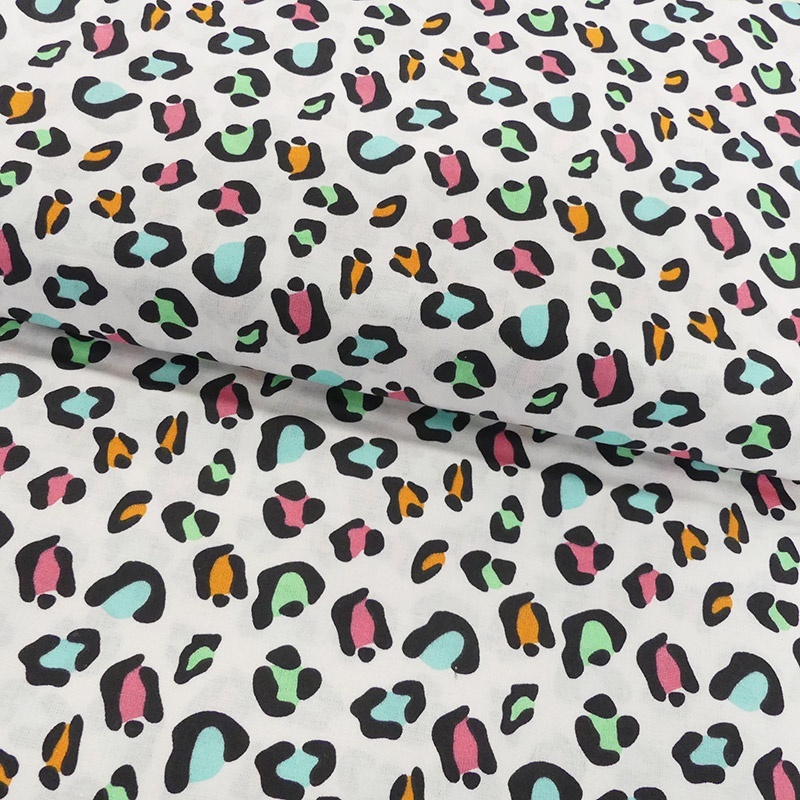 Tissu Coton Imprimé Colorful Leopard Prt