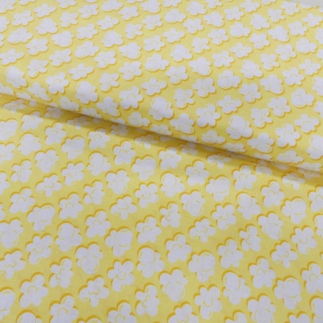 Tissu Coton Imprimé Popcorn On Yellow 
