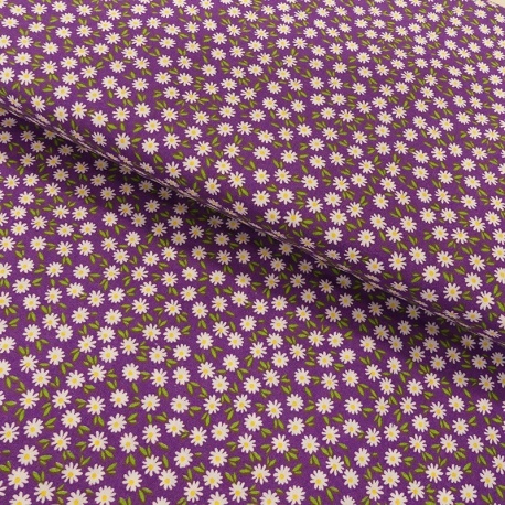 Tissu Coton Imprimé Ditsy Daisies Purple 