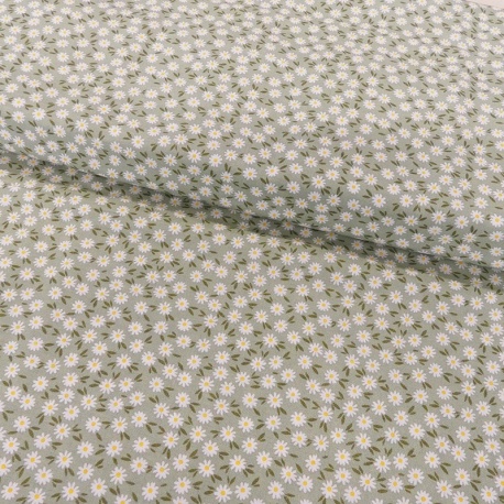 Tissu Coton Imprimé Ditsy Daisies Green