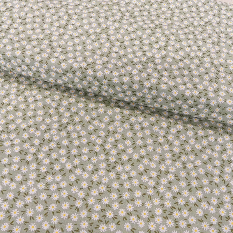 Tissu Coton Imprimé Ditsy Daisies Green