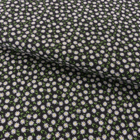 Tissu Coton Imprimé Ditsy Daisies Black
