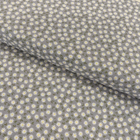 Tissu Coton Imprimé Ditsy Daisies Grey