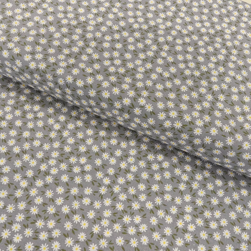 Tissu Coton Imprimé Ditsy Daisies Grey