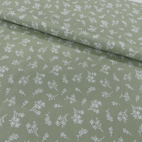 Tissu Coton Imprimé Ditsy Bouquet Sage 