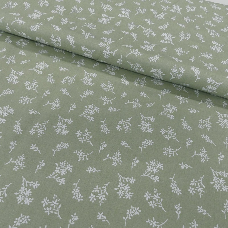 Tissu Coton Imprimé Ditsy Bouquet Sage 
