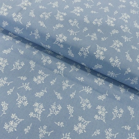 Tissu Coton Imprimé Ditsy Bouquet Blue