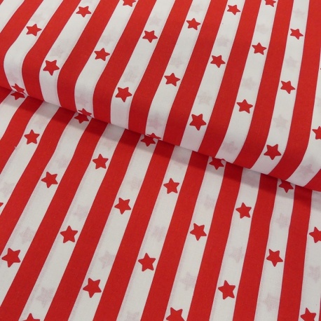 Tissu Coton Imprimé Royal Red Stars