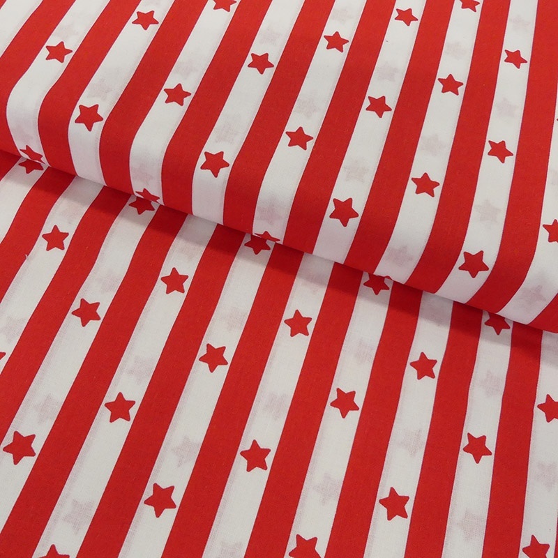Tissu Coton Imprimé Royal Red Stars