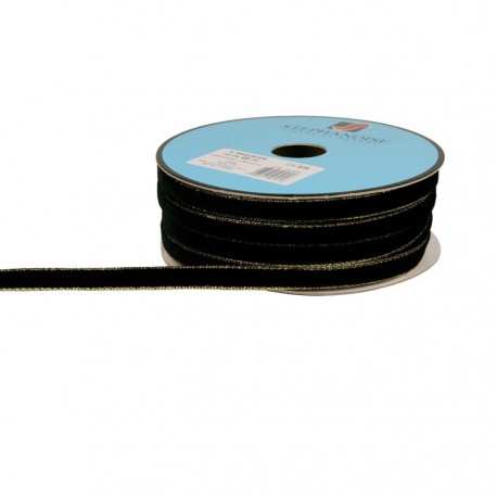 Ruban velours lisières or