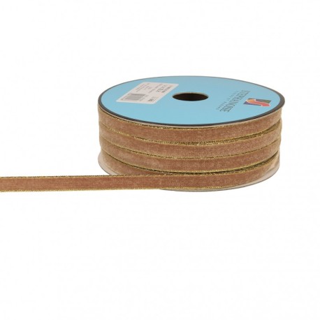 Ruban velours lisières or