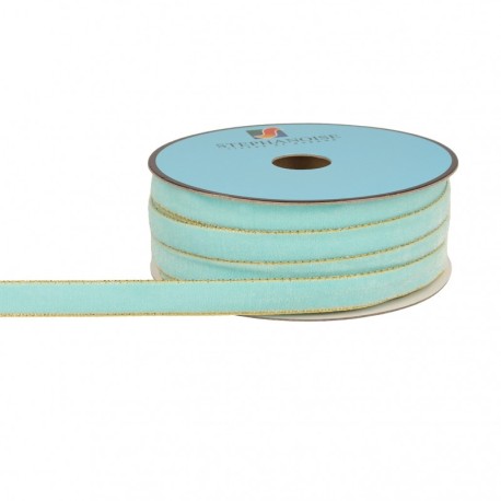 Ruban velours lisières or