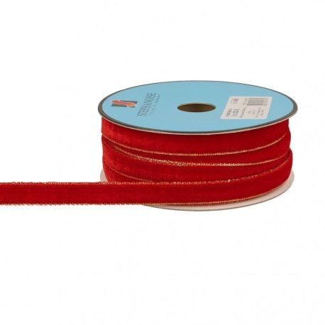 Ruban velours lisières or