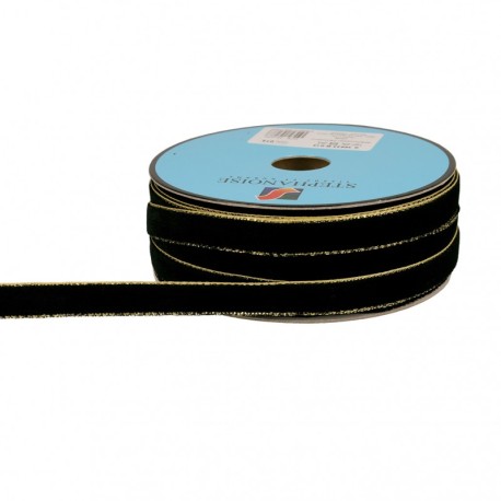 Ruban velours lisières or