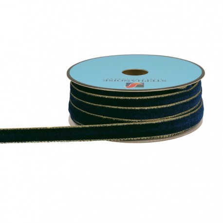 Ruban velours lisières or
