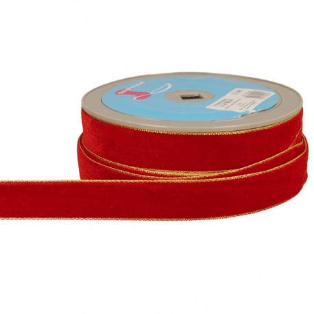 Ruban velours lisières or