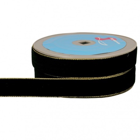 Ruban velours lisières or