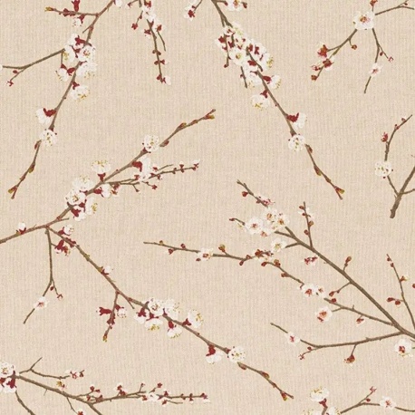 Tissu Fleur Du Japon Fond Coloris Lin