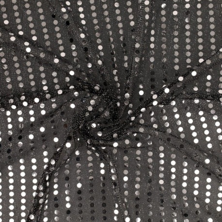 Tissu Paillette Argent Sur Voile
