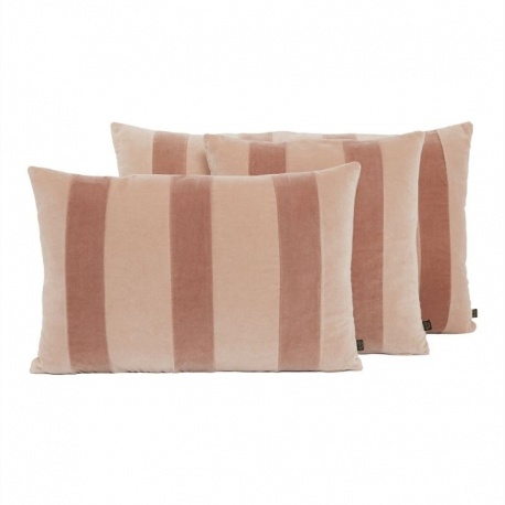 Housse de Coussin Rio Velours Rayé Mocaccino - HAOMY