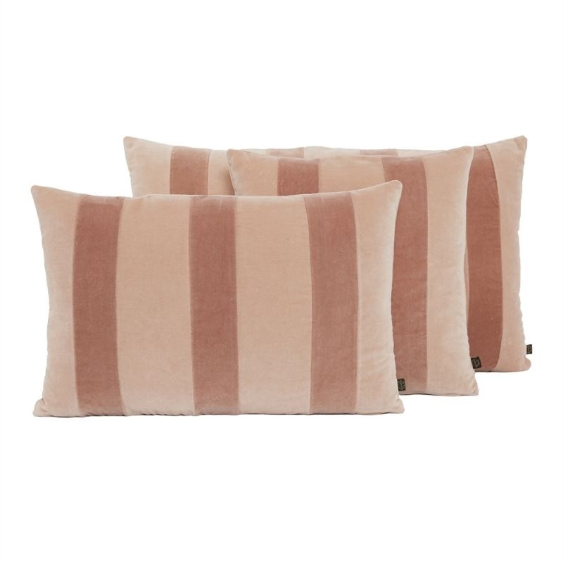 Housse de Coussin Rio Velours Rayé Mocaccino - HAOMY