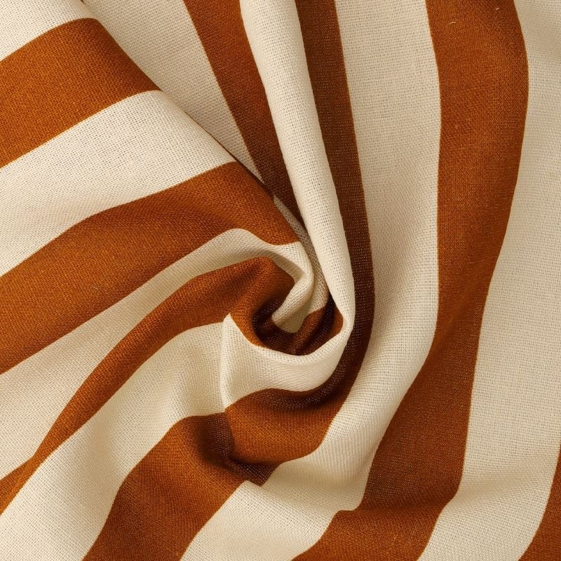 Tissu Toile Lin Viscose Rayure Tabac